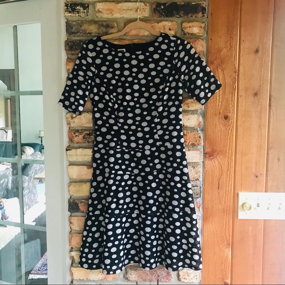 Vintage Anne Klein Polka Dot Black Dress
